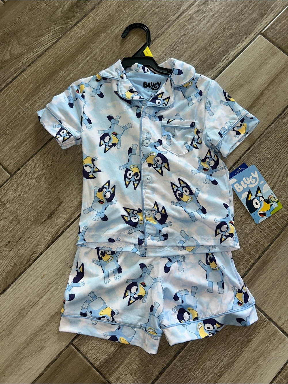 Bluey Light Blue Short Pajama Set with Character Print